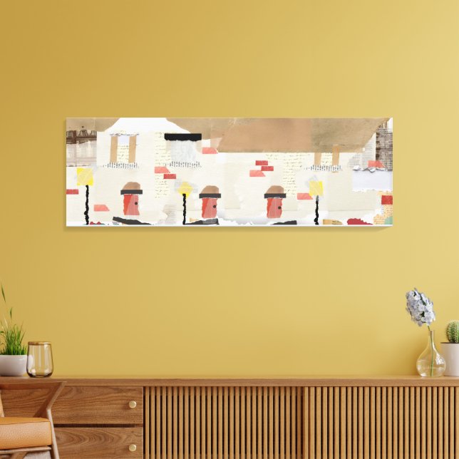 abstract townhouse design in torn paper image  canvas print (Insitu(LivingRoom))