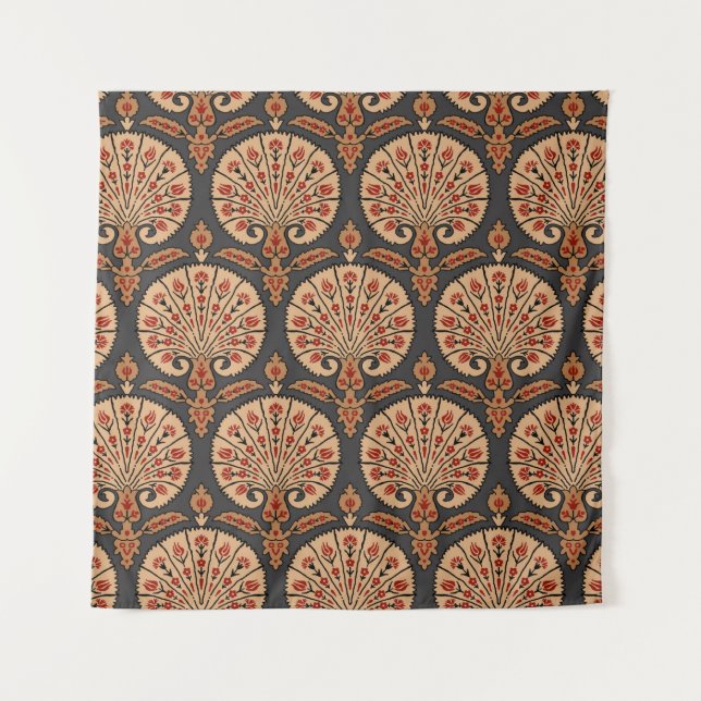Abstract traditional blue pattern tapestry (Front)