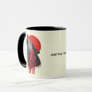 Abstract Trash Polka Howling Wolf Mug