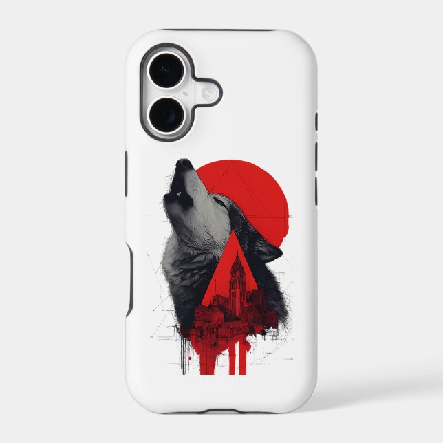 Abstract Trash Polka Howling Wolf Phone Case (Back)