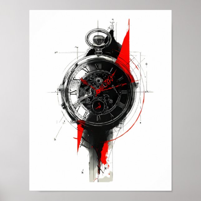 Abstract Trash Polka Pocket Watch Poster (Front)