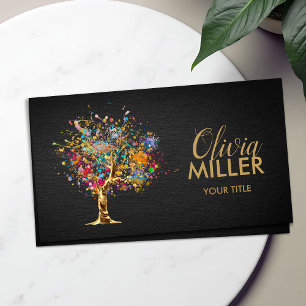Abstract Tree - Colourful Splatter  Business Card