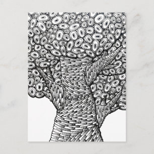 Abstract Tree Drawing Oval Shapes Design Postcard