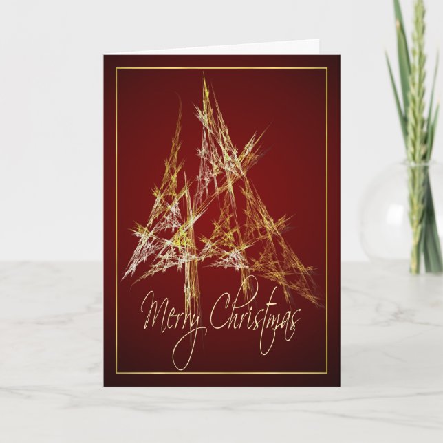 Abstract Tree Merry Christmas Holiday Card (Front)