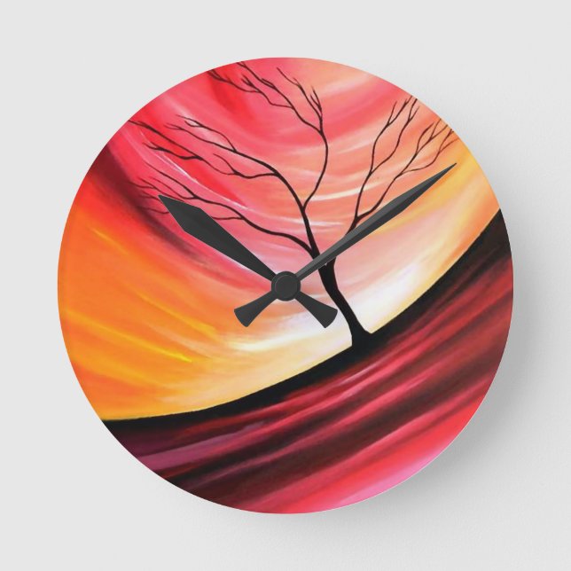 Abstract Tree - Modern Art Round Clock (Front)