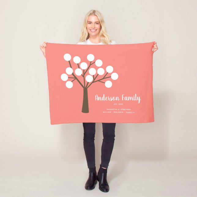 Abstract Tree Modern Script Family Name Fleece Blanket (In Situ)