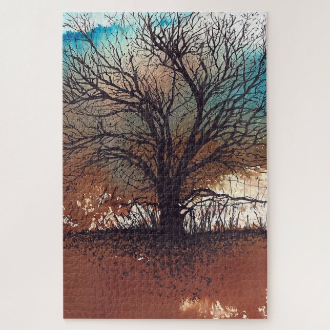 Abstract Tree Painting Ink Watercolor Jigsaw Puzzle (Vertical)