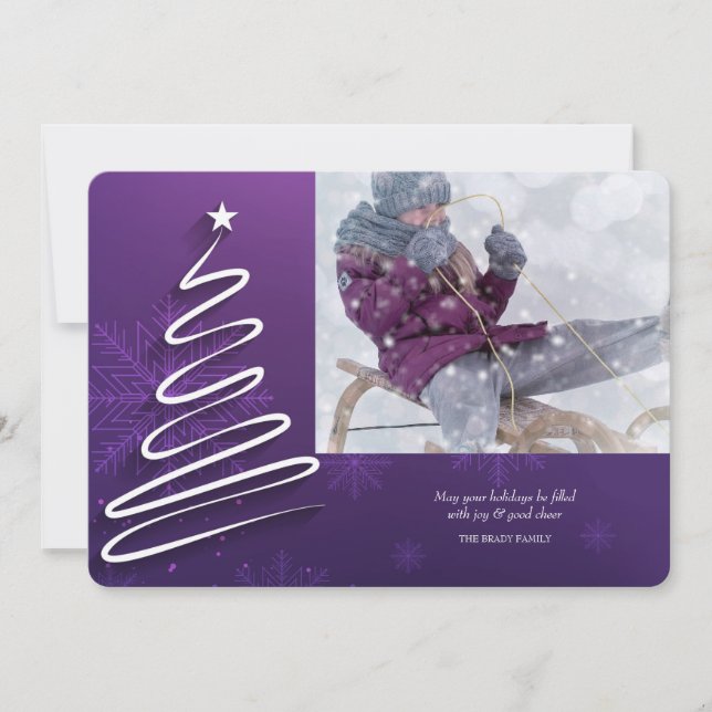 Abstract Tree Photo Holiday Card (Front)