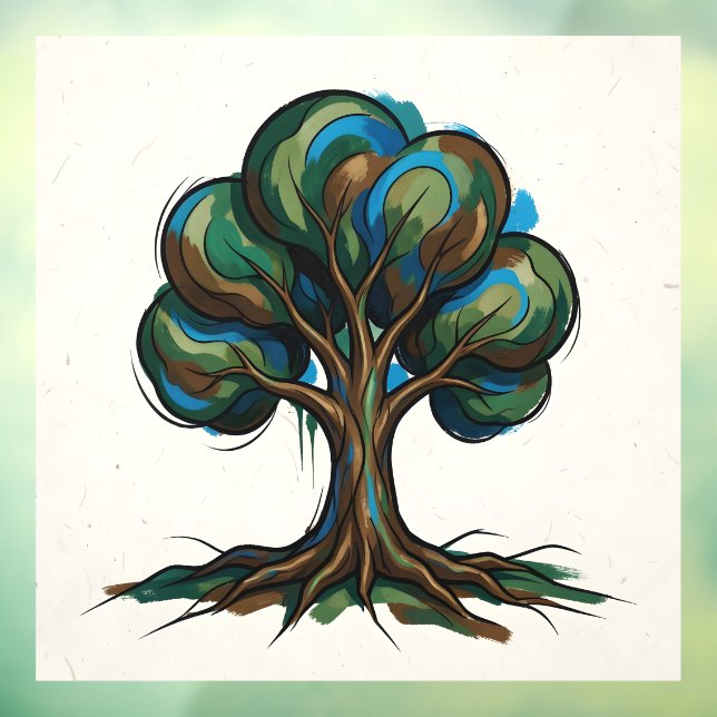 Abstract tree playful art window cling (Sheet 3)