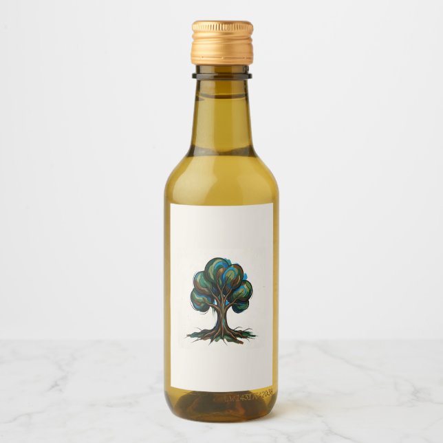 Abstract tree playful art wine label (Front)