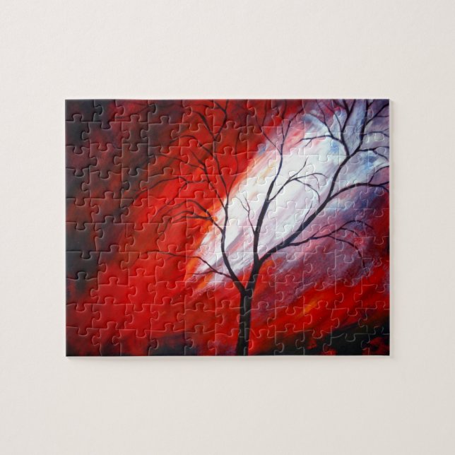 Abstract Tree & Red Sky Jigsaw Puzzle (Horizontal)