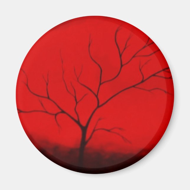 Abstract Tree & Red Sky Original Abstract Art Deco Magnet (Front)
