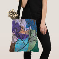 Abstract Tree Silhouette on Colourful Watercolor
