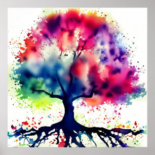 Abstract Tree Watercolor Poster
