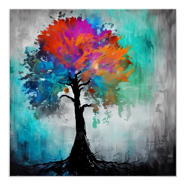 Abstract Tree Watercolor Poster (Front)
