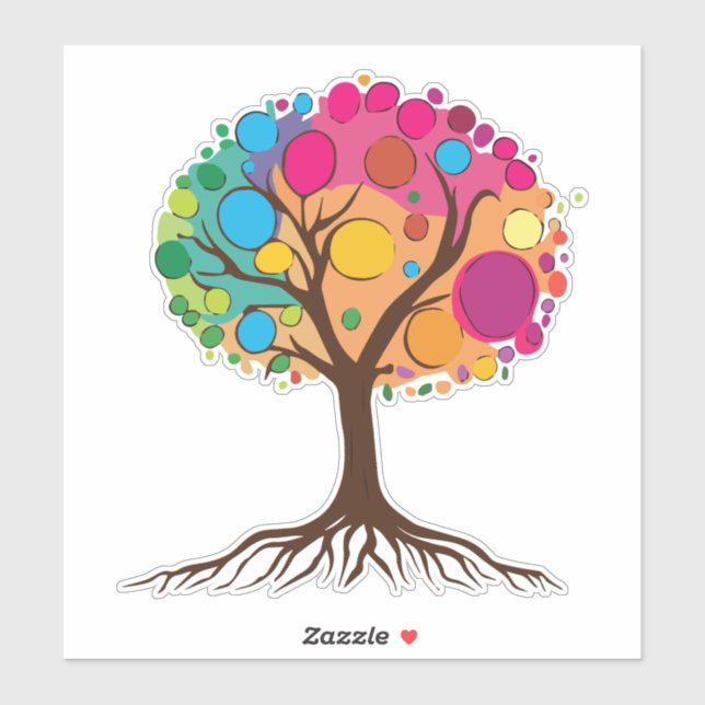 Abstract tree with roots and colourful leaves. (Sheet)