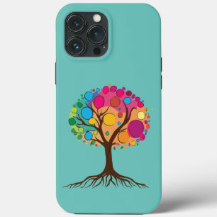 Abstract tree with roots and colourful leaves. iPhone 13 pro max case