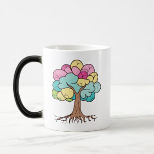 Abstract tree with roots and colourful leaves. magic mug