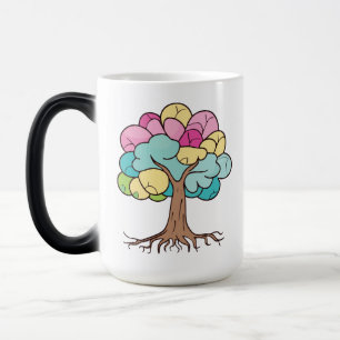 Abstract tree with roots and colourful leaves. magic mug