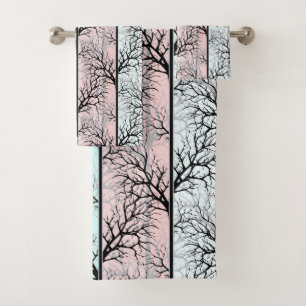 Abstract, trees bath towel set
