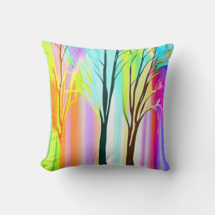 Abstract Trees in Multicolored Pastels Throw Pillow