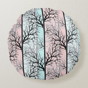 Abstract, trees round pillow