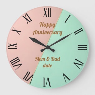 Abstract Trendy Blush Pink Mint Collection Large Clock