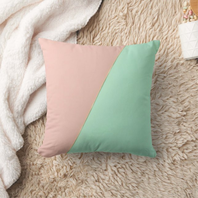 Abstract Trendy Blush Pink Mint Collection Throw Pillow (Blanket)
