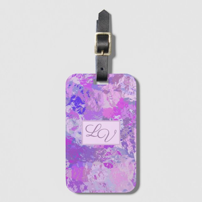 Abstract Trendy Camo Pink Purple Blue Luggage Tag (Front Vertical)