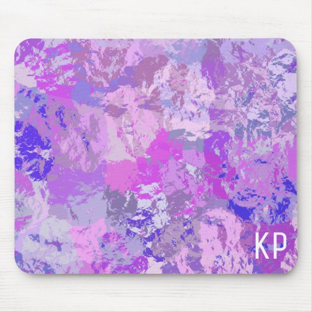Abstract Trendy Camo Pink Purple Blue Mouse Pad (Front)