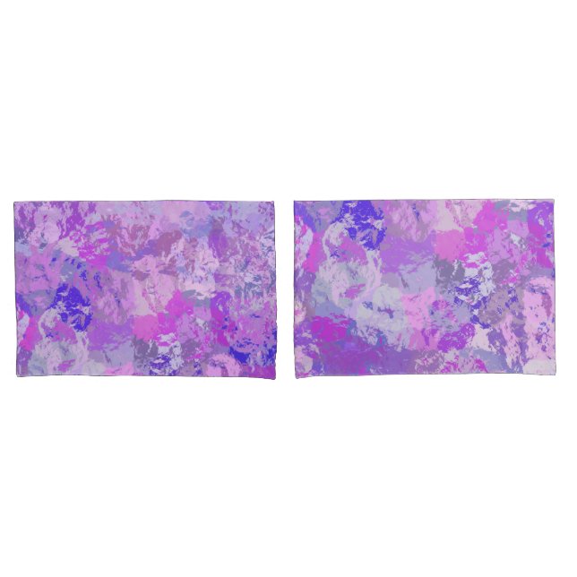 Abstract Trendy Camo Pink Purple Blue Pillowcase (Front-Set)
