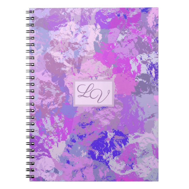 Abstract Trendy Camo Pink Purple Blue Spiral Photo Notebook (Front)