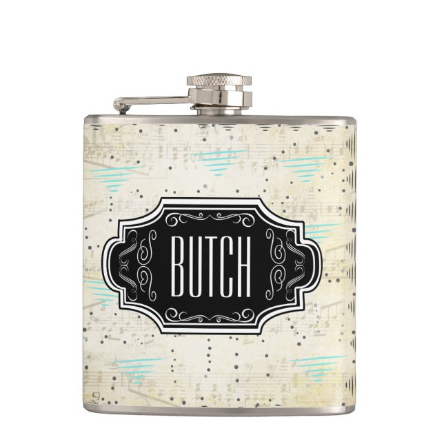 Abstract Triangle Black and Tan Hipster Pattern Hip Flask (Front)