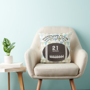 Abstract Triangle Football Boys Birth Record Throw Pillow