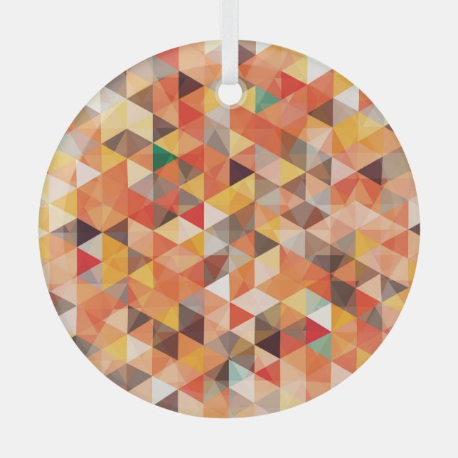 Abstract Triangle Geometric Seamless Pattern Glass Ornament (Front)