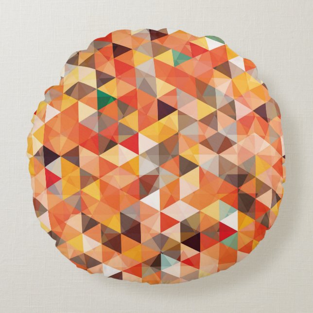 Abstract Triangle Geometric Seamless Pattern Round Pillow (Front)