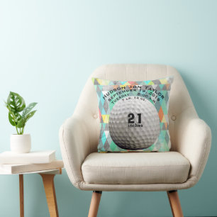 Abstract Triangle Golf Ball Boys Birth Record Throw Pillow