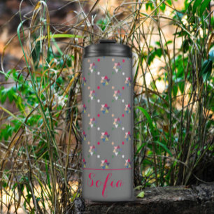Abstract triangle pattern name grey thermal tumbler