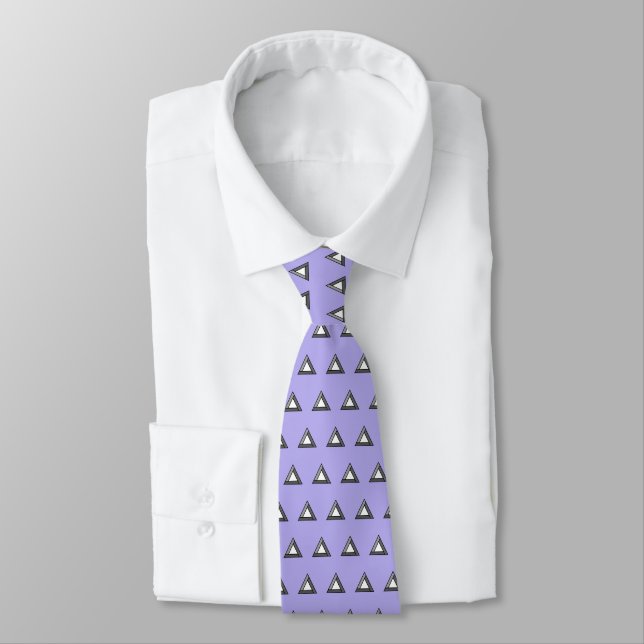 Abstract Triangle Pattern on Light Periwinkle Blue Tie (Tied)
