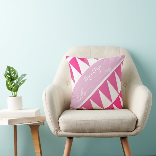 Abstract Triangle Pink Pinkish Lavender Pattern Throw Pillow (Chair)