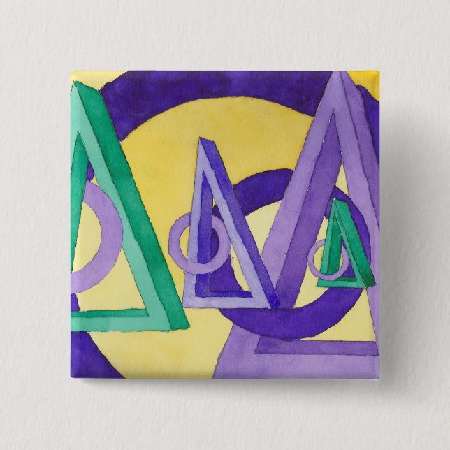 Abstract Triangles 2 Inch Square Button (Front)