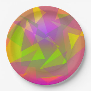Abstract Triangles and Rectangles Paper Plate