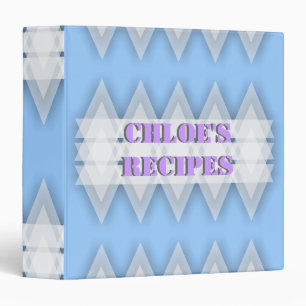 Abstract triangles blue, white recipe binder