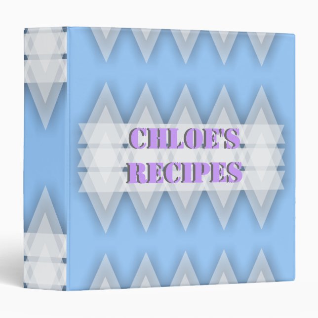 Abstract  triangles blue, white recipe binder (Front/Spine)