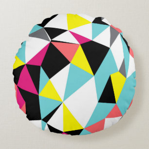 Abstract triangles geometrical pattern background round pillow