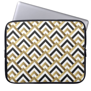 Abstract Triangles: Gold Black Seamless Laptop Sleeve