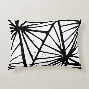 Abstract Triangles Lino Print Accent Pillow