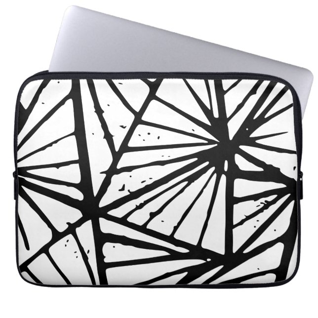 Abstract Triangles Lino Print Electronics Bag (Front)
