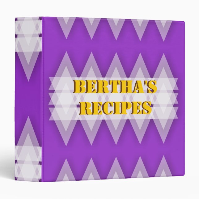 Abstract  triangles purple, white recipe binder (Front/Spine)