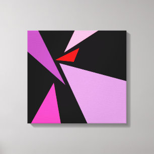 Abstract triangles red violet black Wrapped canvas